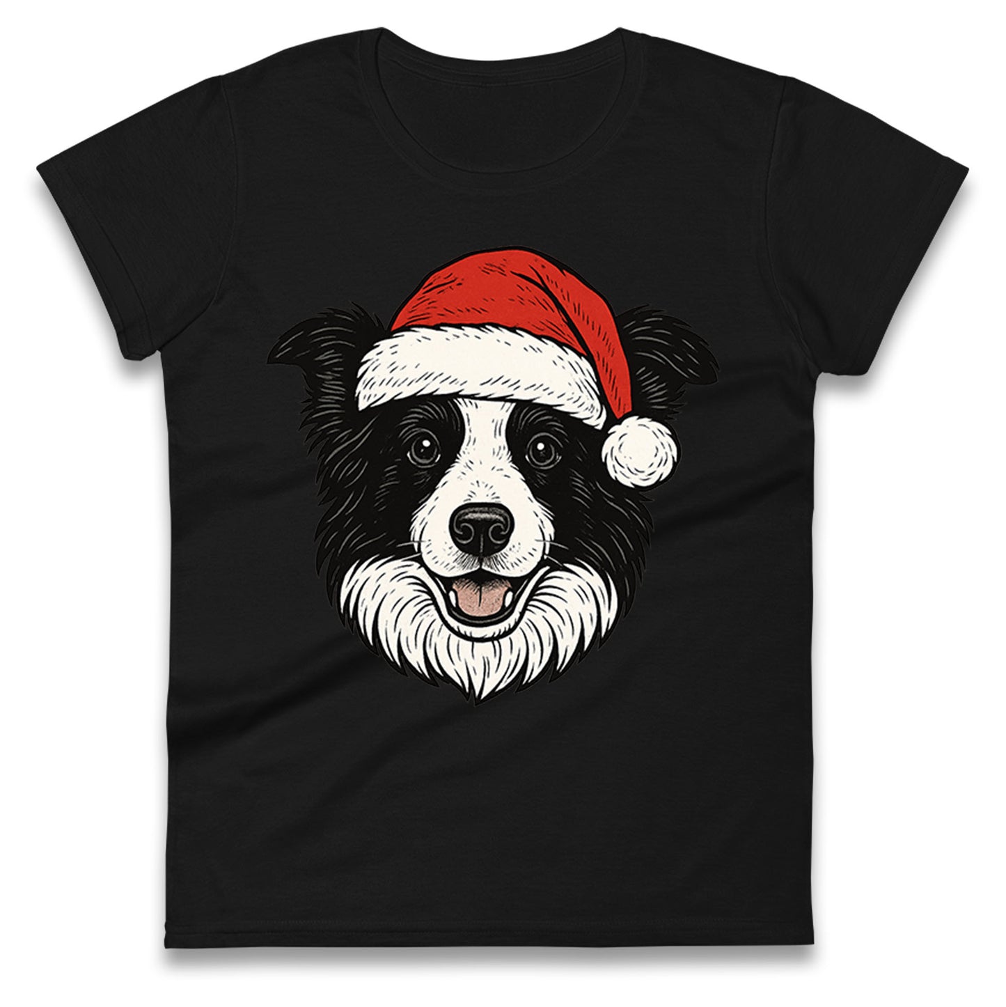 Border Collie Christmas Ladies T Shirt