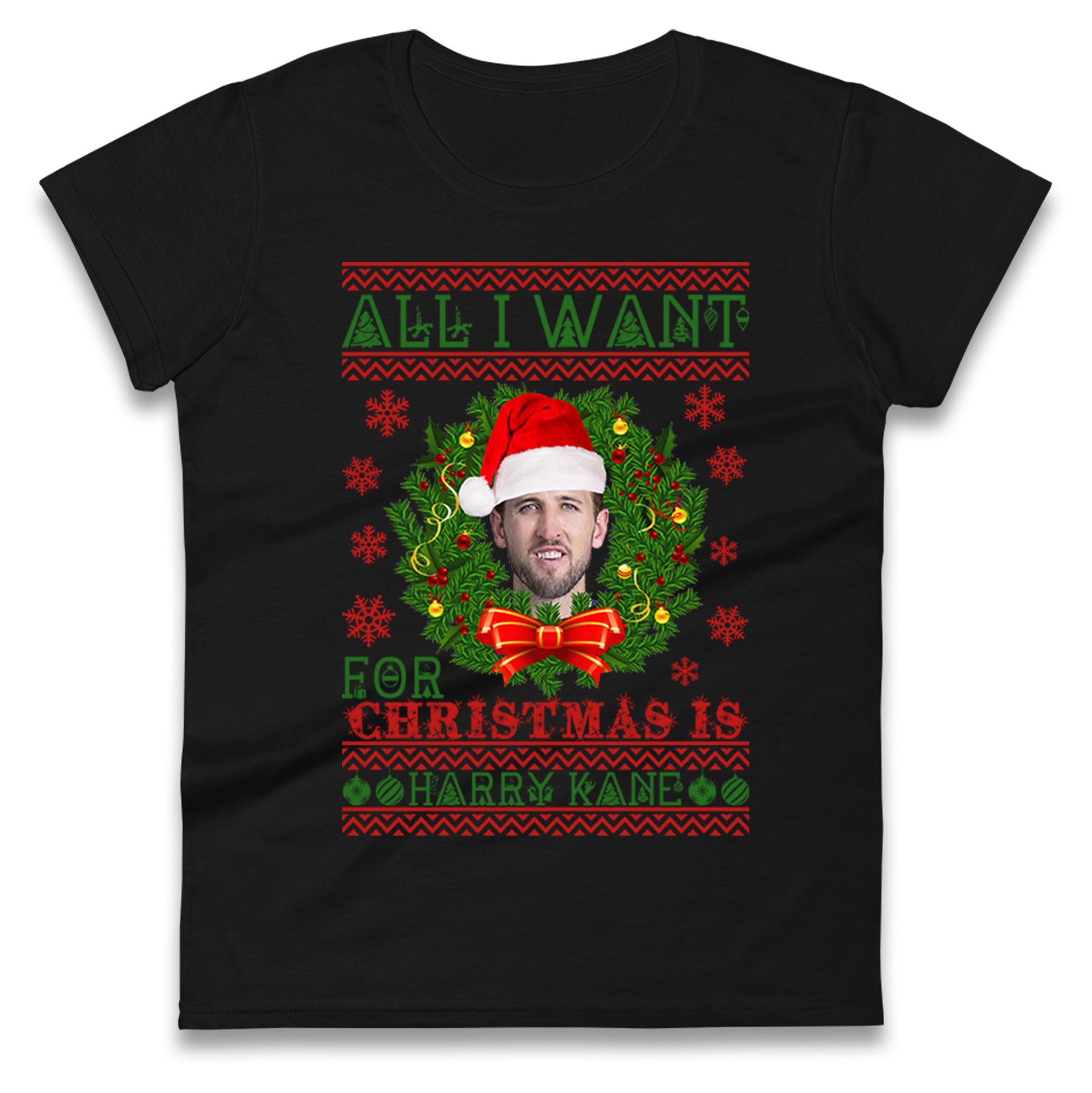 harry kane christmas womens t shirt