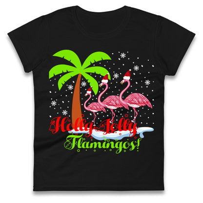 Holly Jolly Flamingos Christmas Womens t shirt