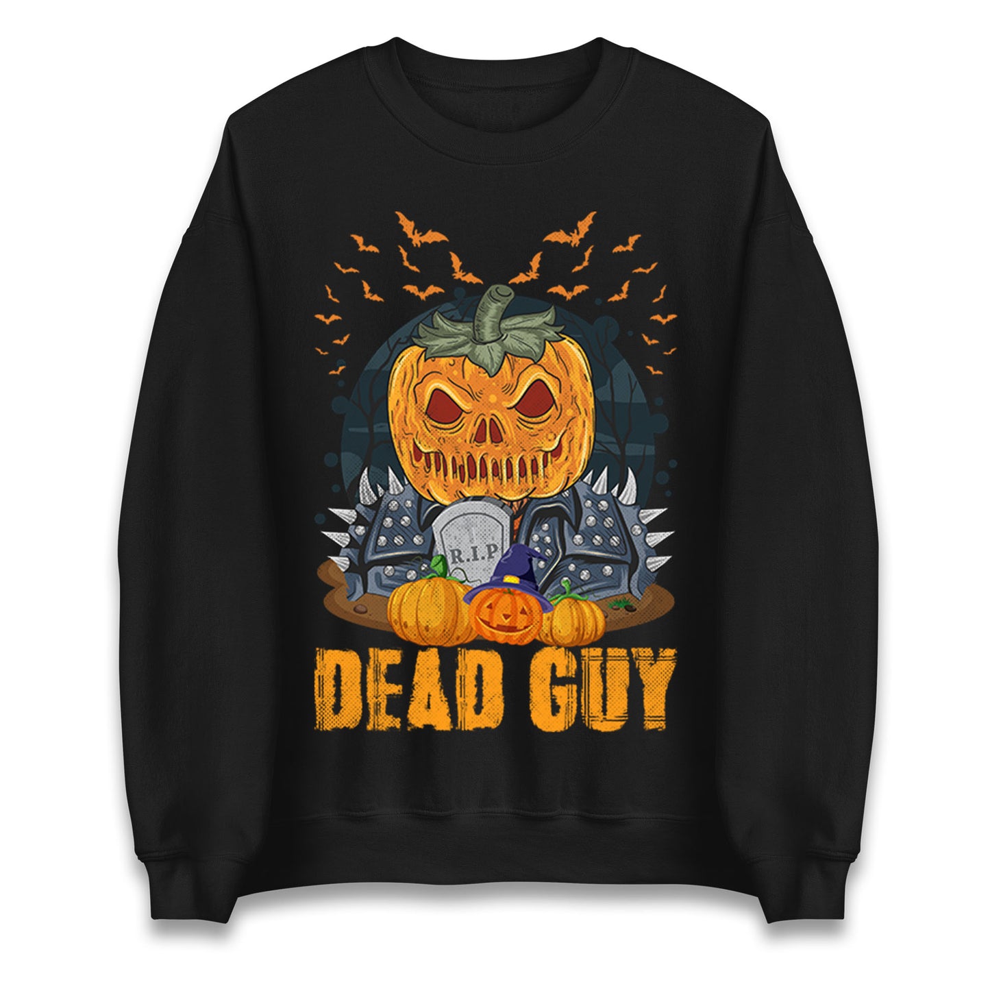 Scary Pumpkin Dead Guy Halloween Sweatshirt
