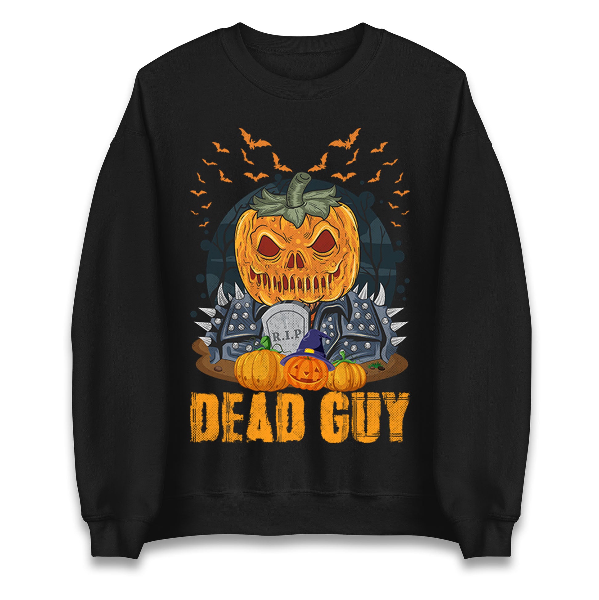 Scary Pumpkin Dead Guy Halloween Sweatshirt
