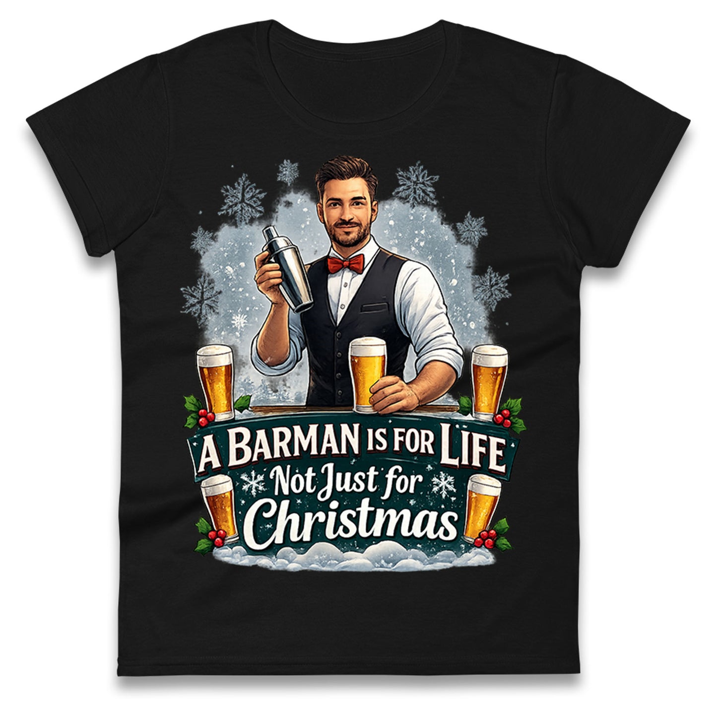Barman Christmas Ladies T Shirt