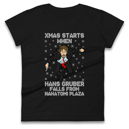 hans gruber falling womens t shirt