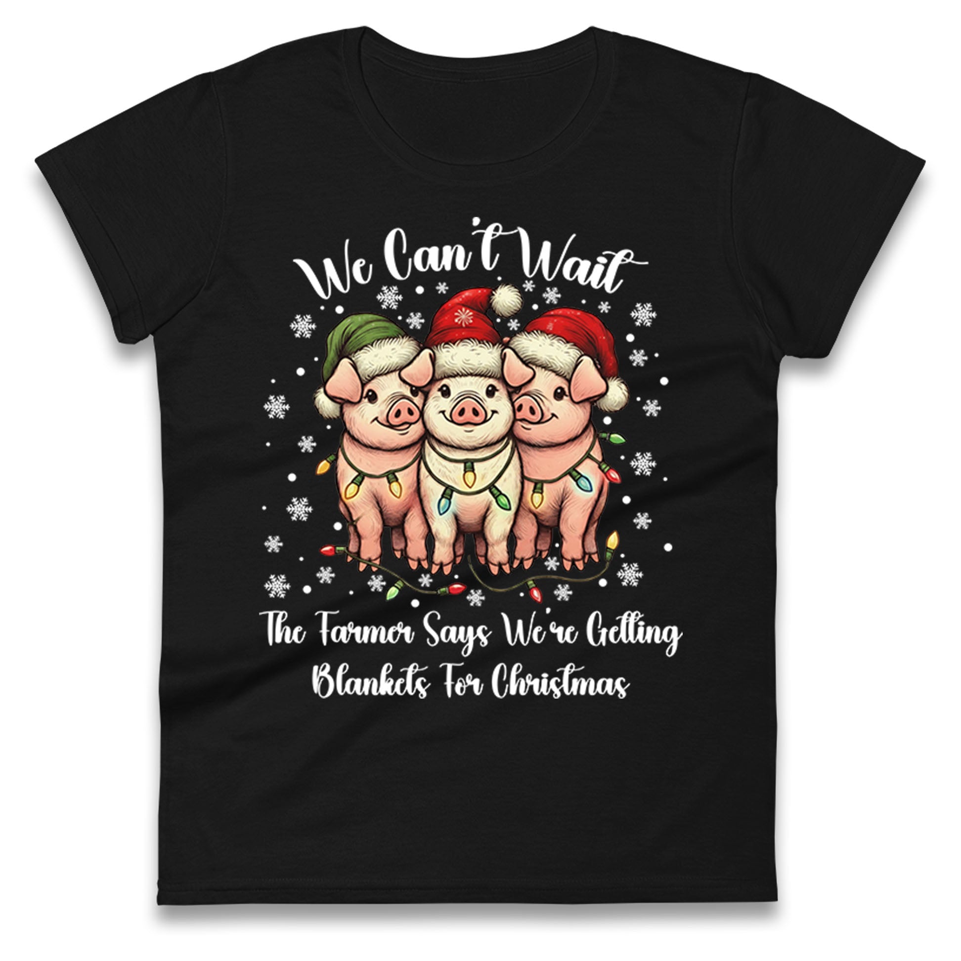 Three Pigs Christmas Ladies T Shirt