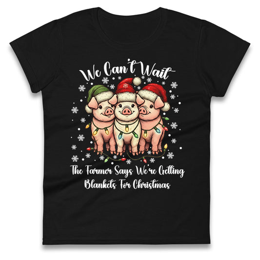 Three Pigs Christmas Ladies T Shirt