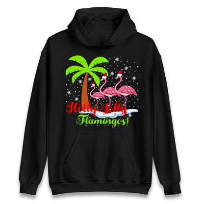 Holly Jolly Flamingos Christmas Unisex Hoodie