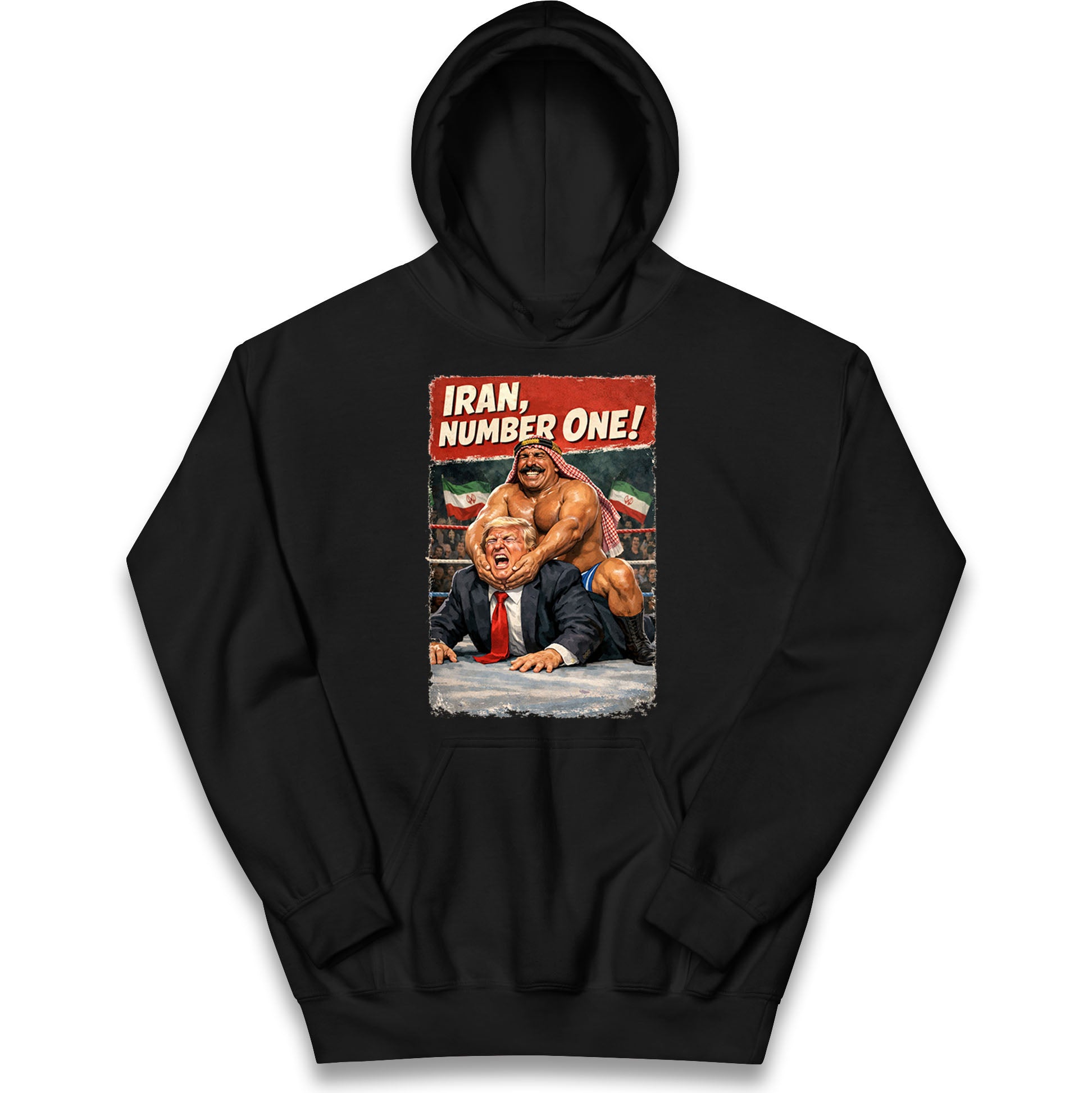 Donald Trump Iron Sheik Iran Wrestling Kids Hoodie