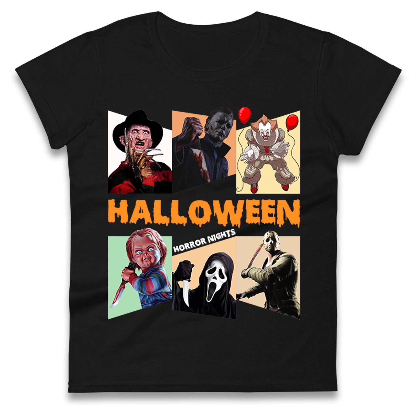 Horror Characters Halloween Horror Nights Womens t shirts