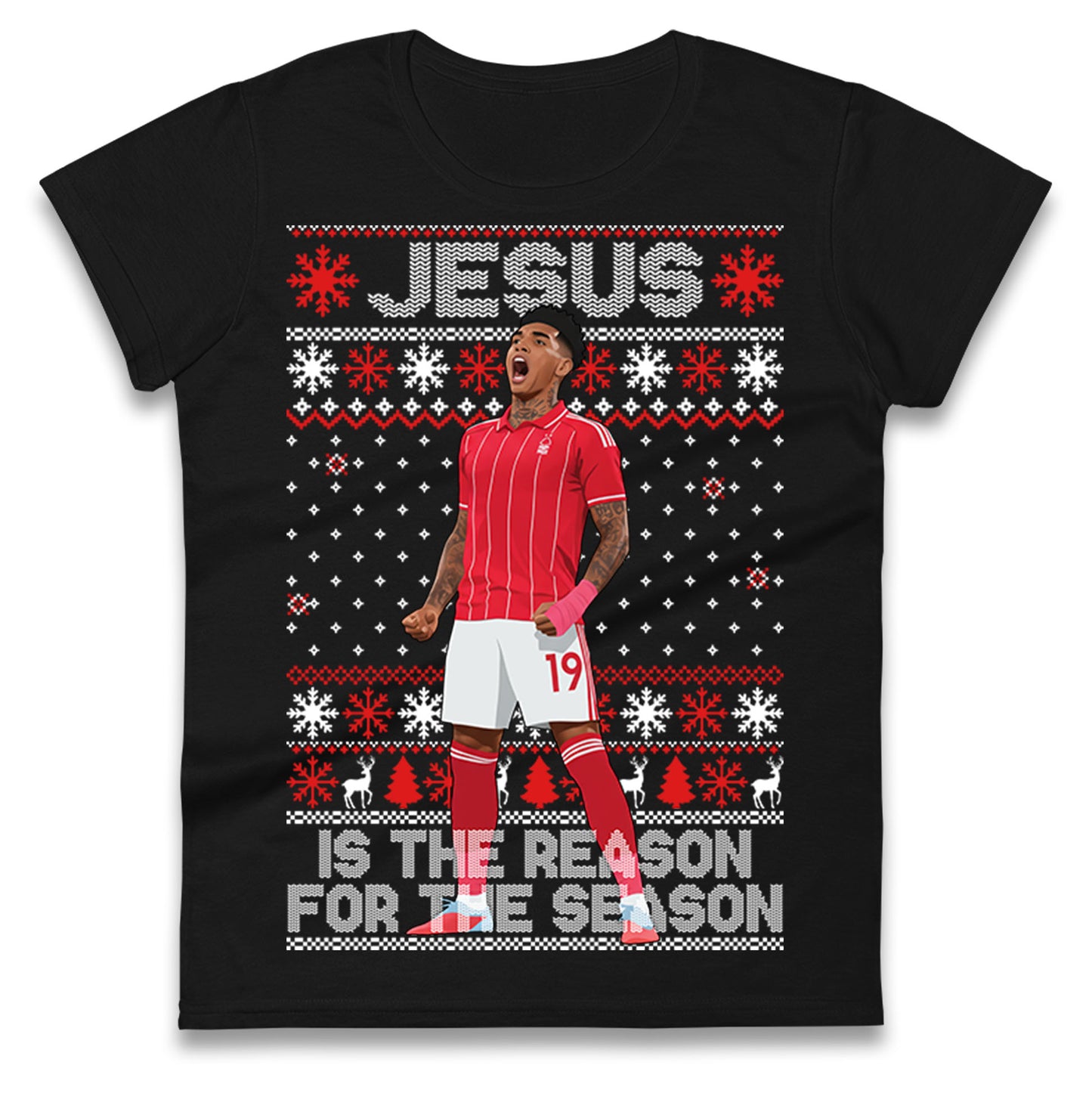 Nottm Forest FC Christmas Ladies T Shirt
