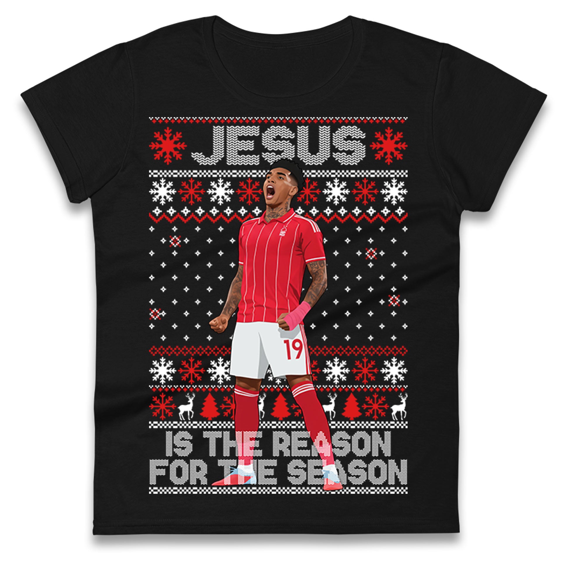 Nottm Forest FC Christmas Ladies T Shirt
