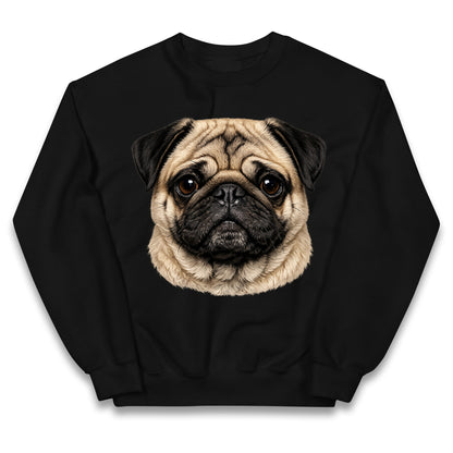 Pug Dog Face Kids Jumper