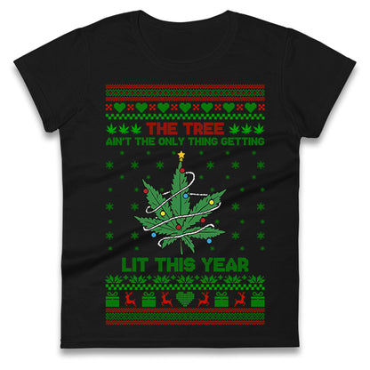 Cannabis Christmas Ladies T Shirt