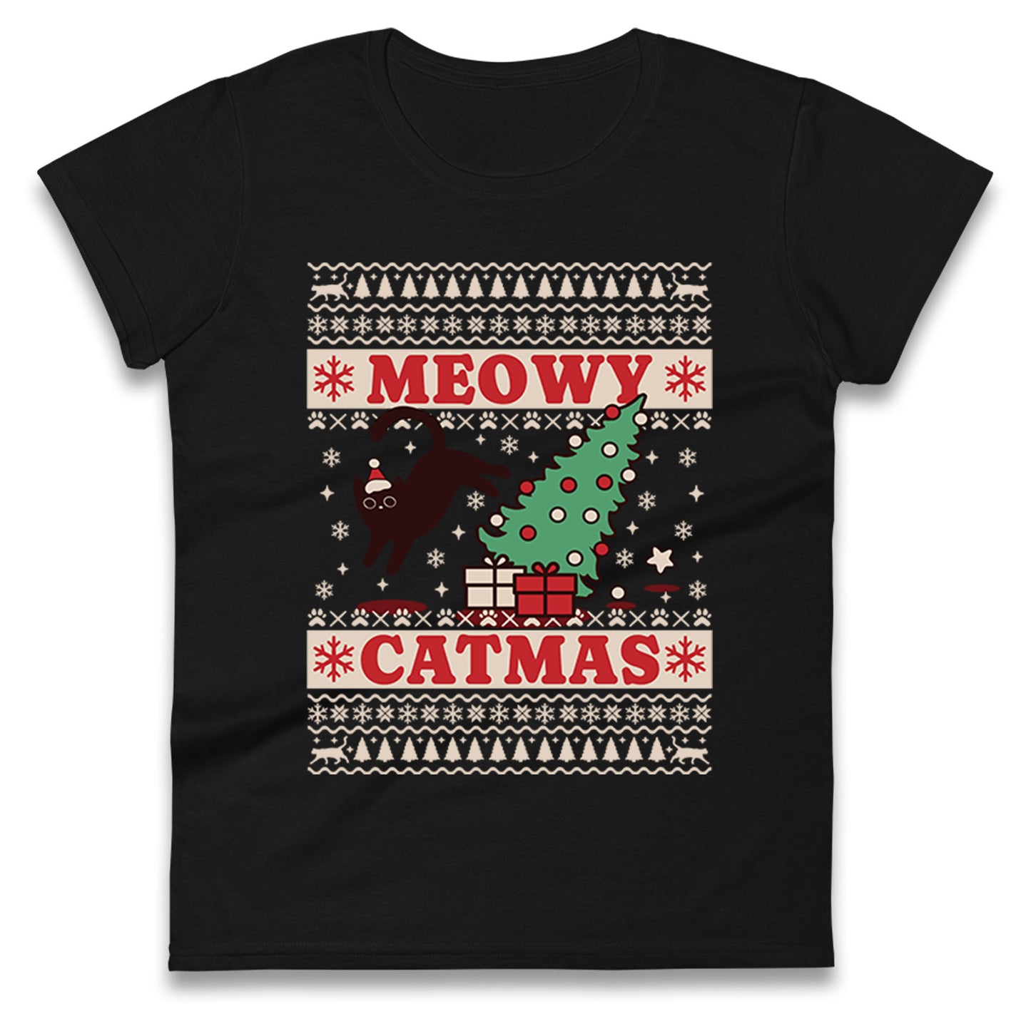Christmas Cat Ladies T Shirt