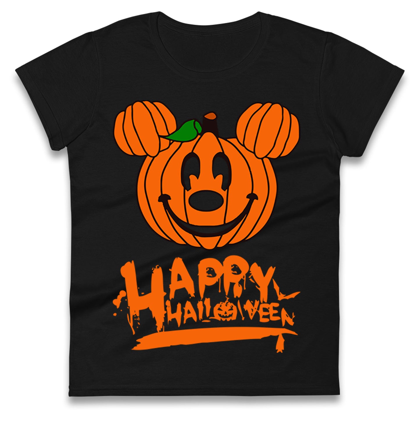 Mickey Mouse Pumpkin Happy Halloween Womens t shirts
