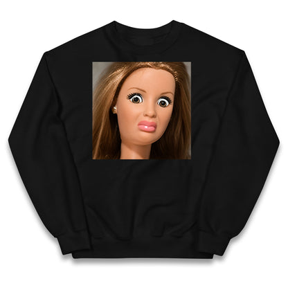 Distressed Doll Face Meme Kids Jumper