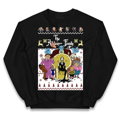 Scary Addams Christmas Kids Jumper