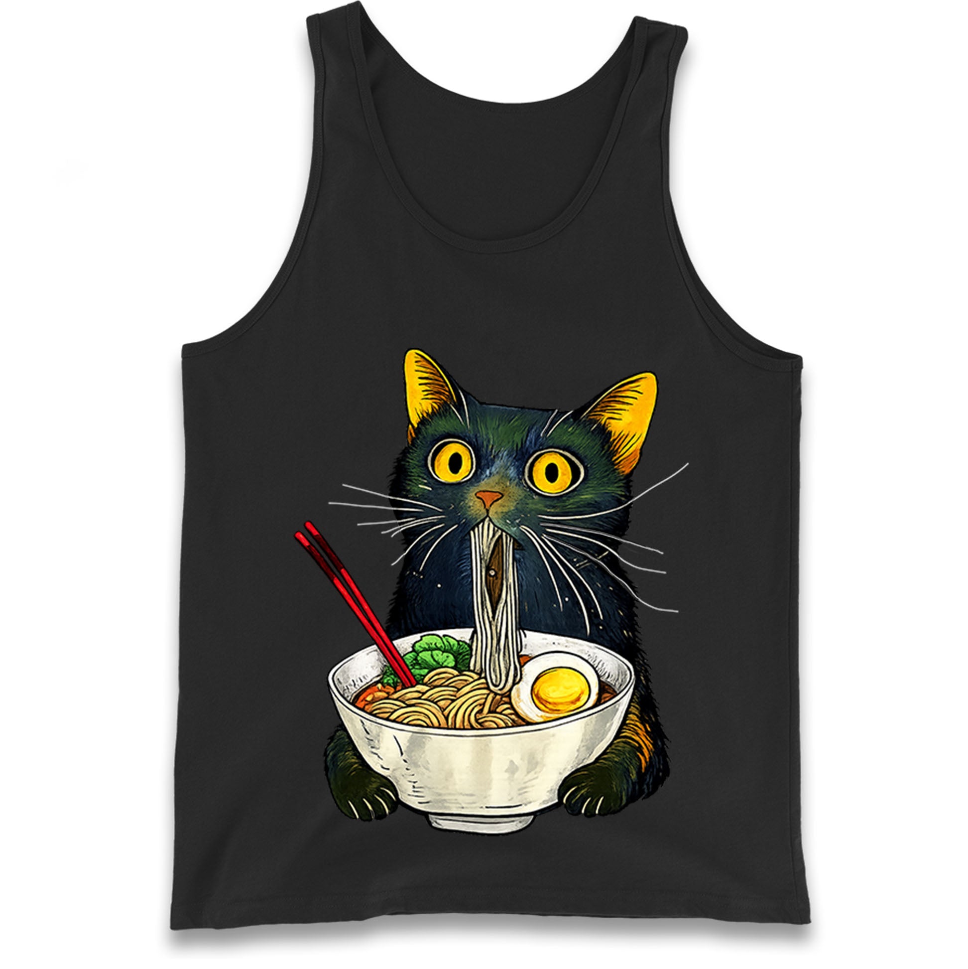 Ramen Noodle Black Cat Foodie Lover Meme Tank Top