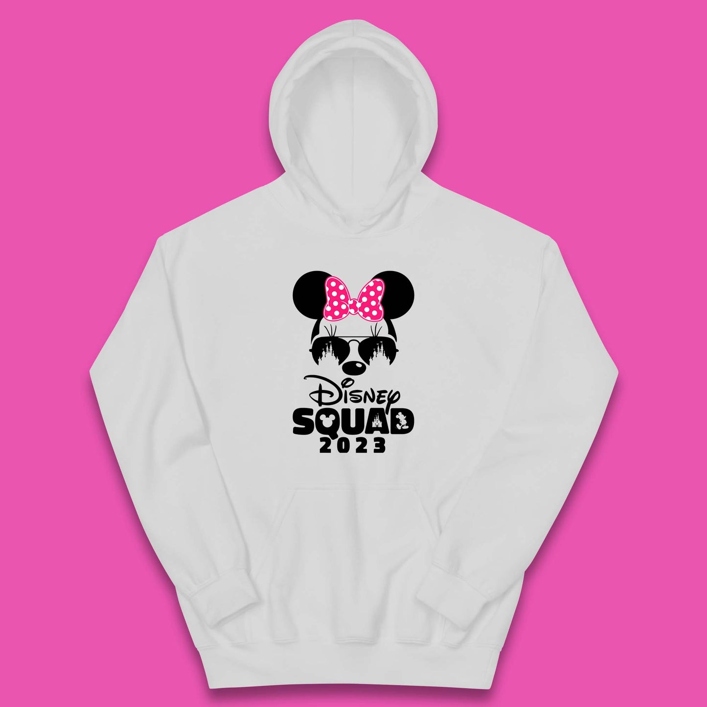 Disney Squad 2023 Mickey Mouse Minnie Mouse Disney Castle Cartoon Magic Kingdom Disneyland Trip Kids Hoodie