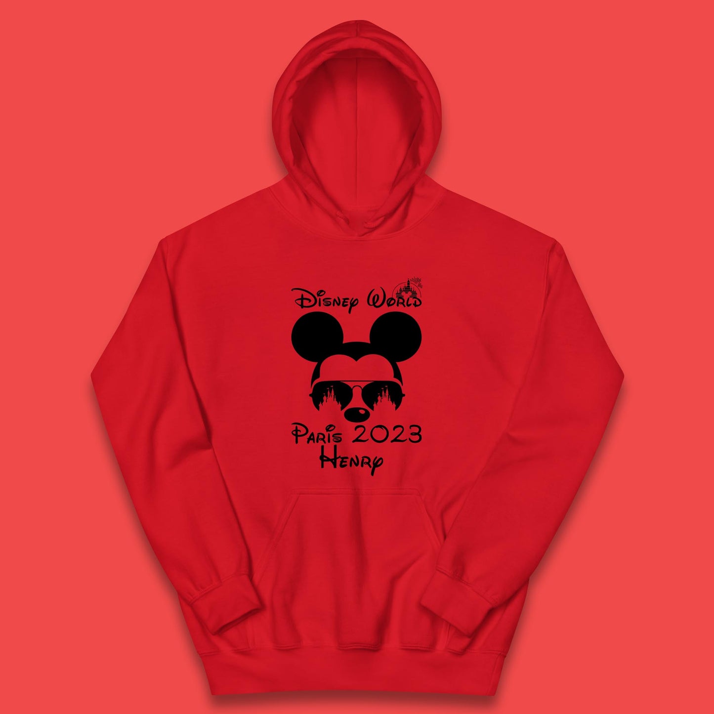 Personalised Disney World Paris 2023 Disney Castle Mickey Mouse Minnie Mouse Cartoon Magical Kingdom Disneyland Trip Kids Hoodie