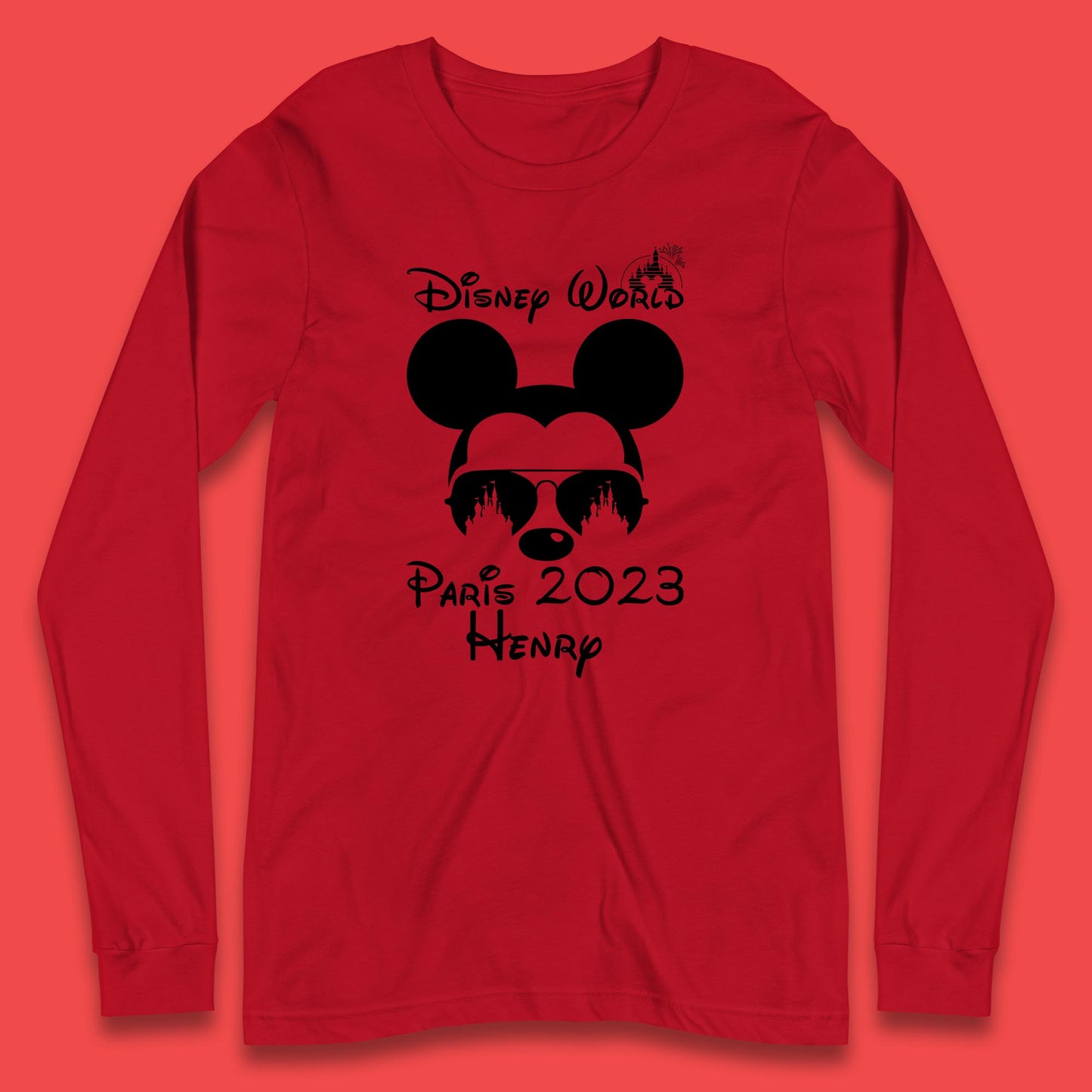 Personalised Disney World Paris 2023 Disney Castle Mickey Mouse Minnie Mouse Cartoon Magical Kingdom Disneyland Trip Long Sleeve T Shirt