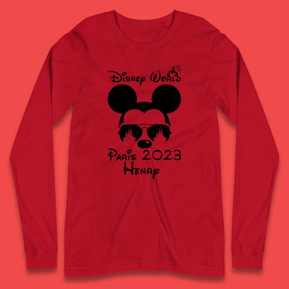 Personalised Disney World Paris 2023 Disney Castle Mickey Mouse Minnie Mouse Cartoon Magical Kingdom Disneyland Trip Long Sleeve T Shirt