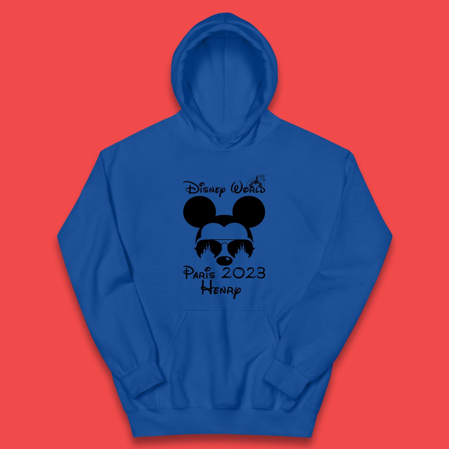 Personalised Disney World Paris 2023 Disney Castle Mickey Mouse Minnie Mouse Cartoon Magical Kingdom Disneyland Trip Kids Hoodie