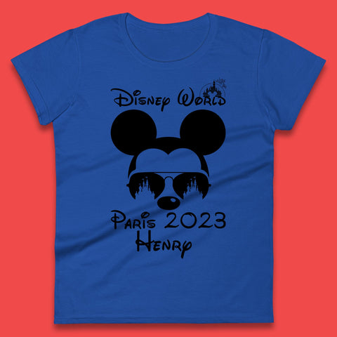 Personalised Disney World Paris 2023 Disney Castle Mickey Mouse Minnie Mouse Cartoon Magical Kingdom Disneyland Trip Womens Tee Top