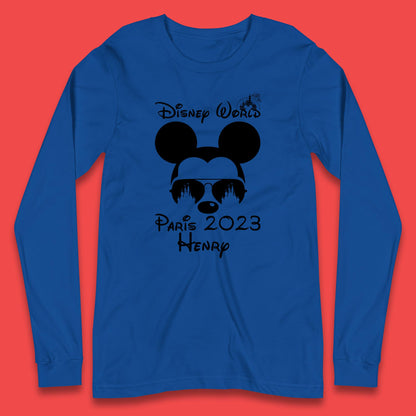 Personalised Disney World Paris 2023 Disney Castle Mickey Mouse Minnie Mouse Cartoon Magical Kingdom Disneyland Trip Long Sleeve T Shirt