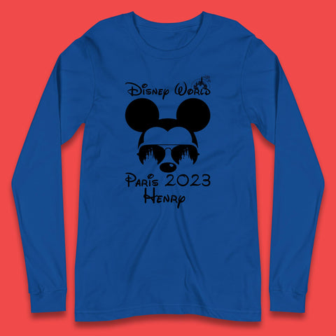 Personalised Disney World Paris 2023 Disney Castle Mickey Mouse Minnie Mouse Cartoon Magical Kingdom Disneyland Trip Long Sleeve T Shirt