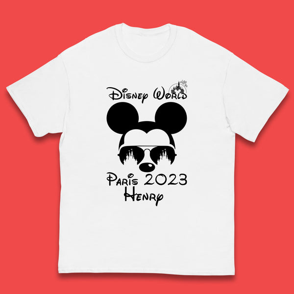 Personalised Disney World Paris 2023 Disney Castle Mickey Mouse Minnie Mouse Cartoon Magical Kingdom Disneyland Trip Kids T Shirt