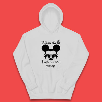 Personalised Disney World Paris 2023 Disney Castle Mickey Mouse Minnie Mouse Cartoon Magical Kingdom Disneyland Trip Kids Hoodie