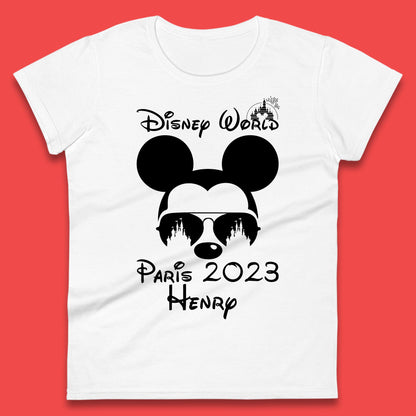 Personalised Disney World Paris 2023 Disney Castle Mickey Mouse Minnie Mouse Cartoon Magical Kingdom Disneyland Trip Womens Tee Top
