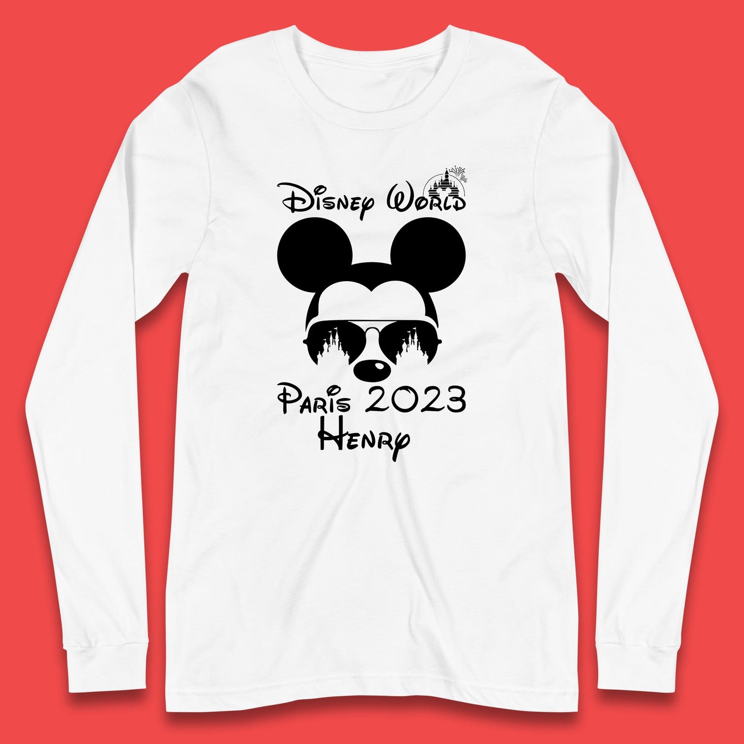Personalised Disney World Paris 2023 Disney Castle Mickey Mouse Minnie Mouse Cartoon Magical Kingdom Disneyland Trip Long Sleeve T Shirt