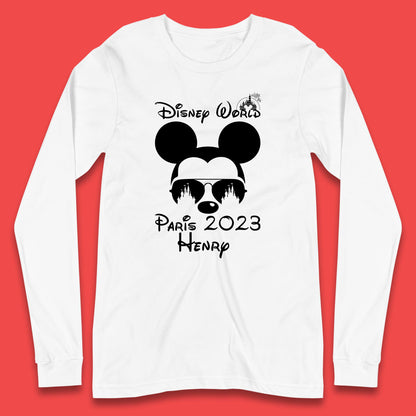 Personalised Disney World Paris 2023 Disney Castle Mickey Mouse Minnie Mouse Cartoon Magical Kingdom Disneyland Trip Long Sleeve T Shirt