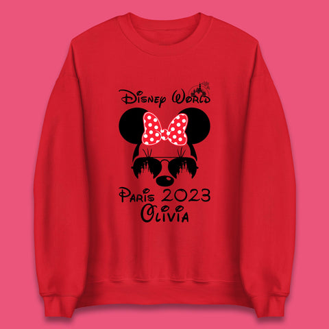 Personalised Disney World Paris 2023 Disney Castle Mickey Mouse Minnie Mouse Cartoon Magical Kingdom Disneyland Trip Unisex Sweatshirt