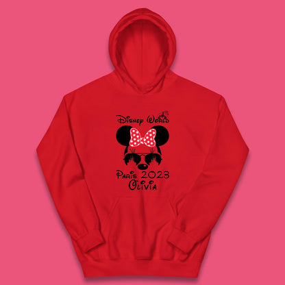 Personalised Disney World Paris 2023 Disney Castle Mickey Mouse Minnie Mouse Cartoon Magical Kingdom Disneyland Trip Kids Hoodie