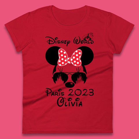 Personalised Disney World Paris 2023 Disney Castle Mickey Mouse Minnie Mouse Cartoon Magical Kingdom Disneyland Trip Womens Tee Top