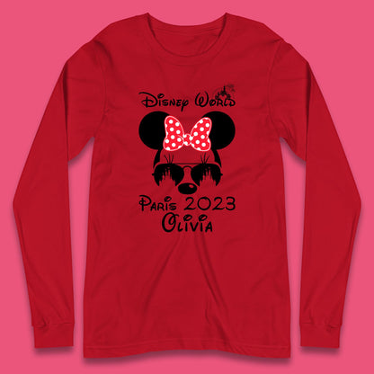 Personalised Disney World Paris 2023 Disney Castle Mickey Mouse Minnie Mouse Cartoon Magical Kingdom Disneyland Trip Long Sleeve T Shirt