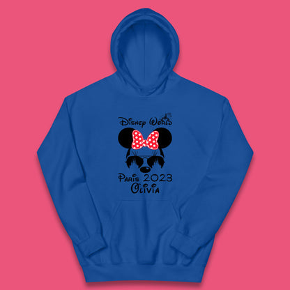 Personalised Disney World Paris 2023 Disney Castle Mickey Mouse Minnie Mouse Cartoon Magical Kingdom Disneyland Trip Kids Hoodie