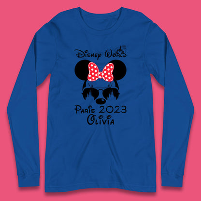 Personalised Disney World Paris 2023 Disney Castle Mickey Mouse Minnie Mouse Cartoon Magical Kingdom Disneyland Trip Long Sleeve T Shirt