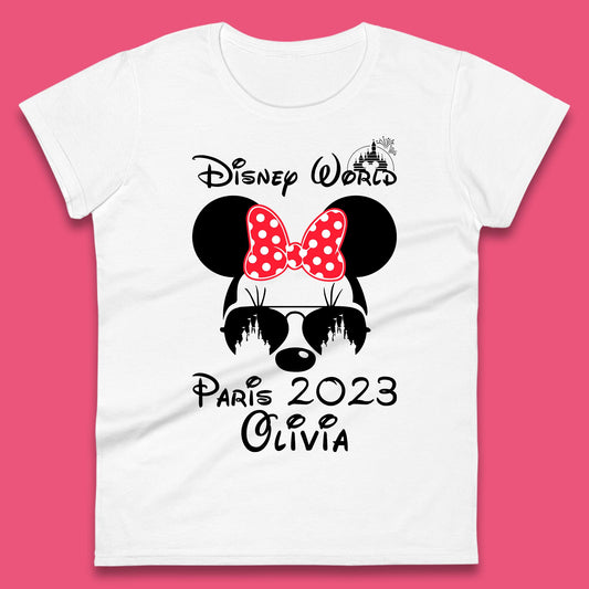 Personalised Disney World Paris 2023 Disney Castle Mickey Mouse Minnie Mouse Cartoon Magical Kingdom Disneyland Trip Womens Tee Top