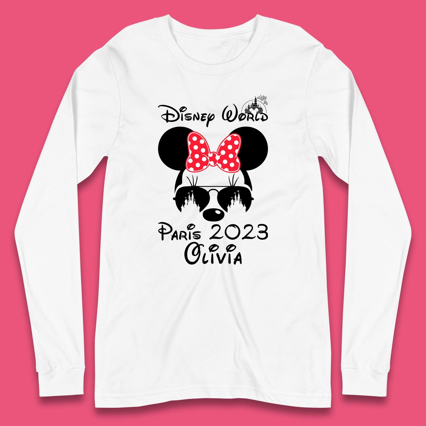 Personalised Disney World Paris 2023 Disney Castle Mickey Mouse Minnie Mouse Cartoon Magical Kingdom Disneyland Trip Long Sleeve T Shirt