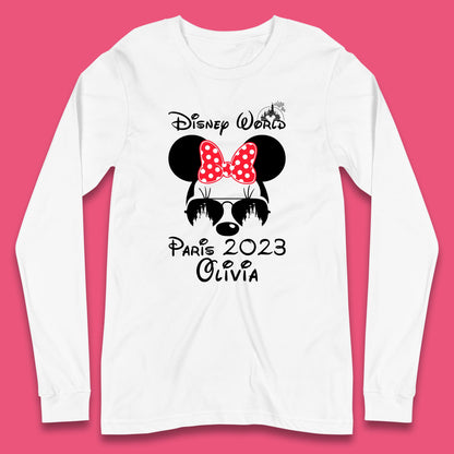 Personalised Disney World Paris 2023 Disney Castle Mickey Mouse Minnie Mouse Cartoon Magical Kingdom Disneyland Trip Long Sleeve T Shirt