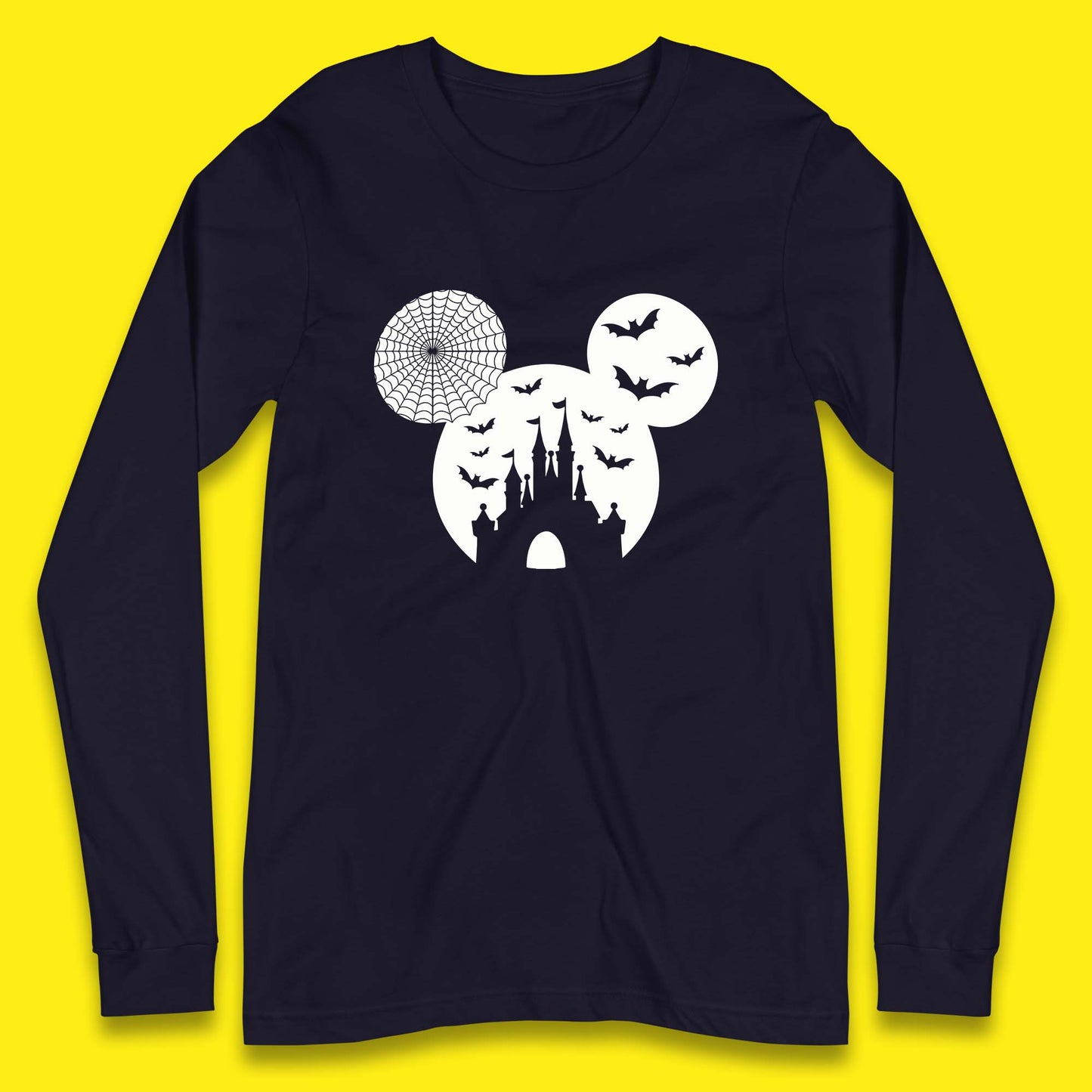 Disney Halloween Mickey Mouse Minnie Mouse Disney Castle Halloween Flying Bats Long Sleeve T Shirt