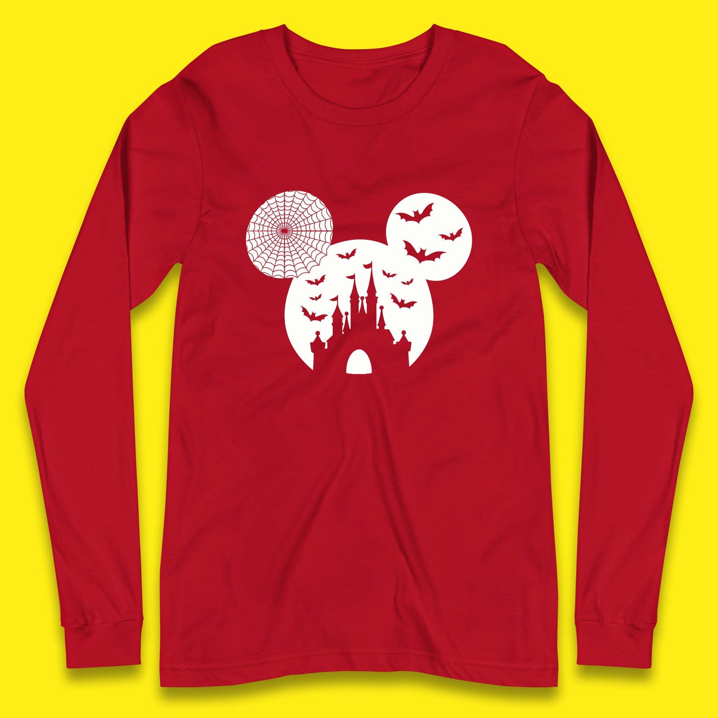 Disney Halloween Mickey Mouse Minnie Mouse Disney Castle Halloween Flying Bats Long Sleeve T Shirt