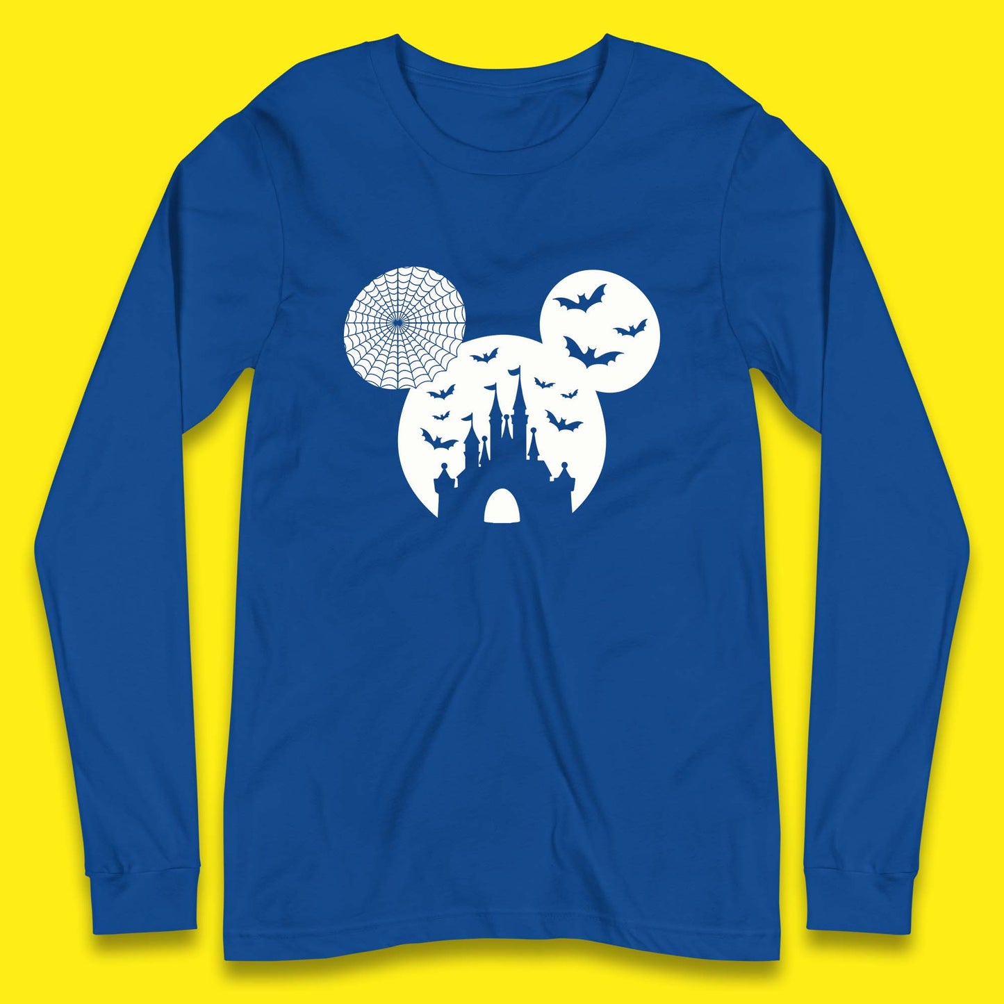 Disney Halloween Mickey Mouse Minnie Mouse Disney Castle Halloween Flying Bats Long Sleeve T Shirt
