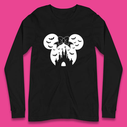Disney Halloween Mickey Mouse Minnie Mouse Disney Castle Halloween Flying Bats Long Sleeve T Shirt