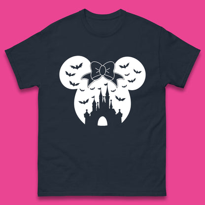 Disney Halloween Mickey Mouse Minnie Mouse Disney Castle Halloween Flying Bats Mens Tee Top