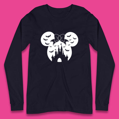 Disney Halloween Mickey Mouse Minnie Mouse Disney Castle Halloween Flying Bats Long Sleeve T Shirt