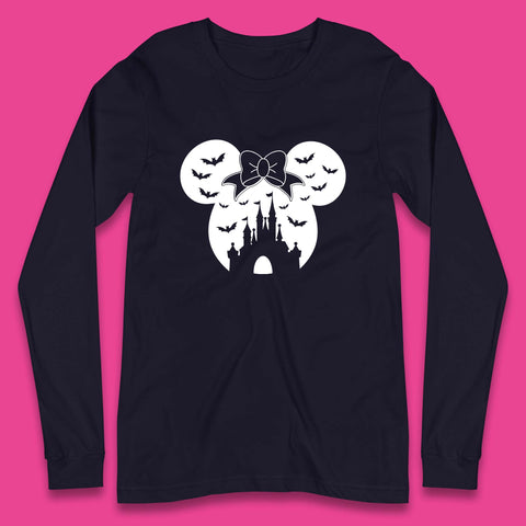 Disney Halloween Mickey Mouse Minnie Mouse Disney Castle Halloween Flying Bats Long Sleeve T Shirt